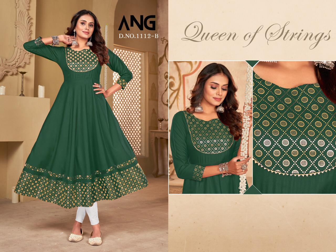 12Angel 1112 Wholesale Printed Anarkali Kurtis Catalog